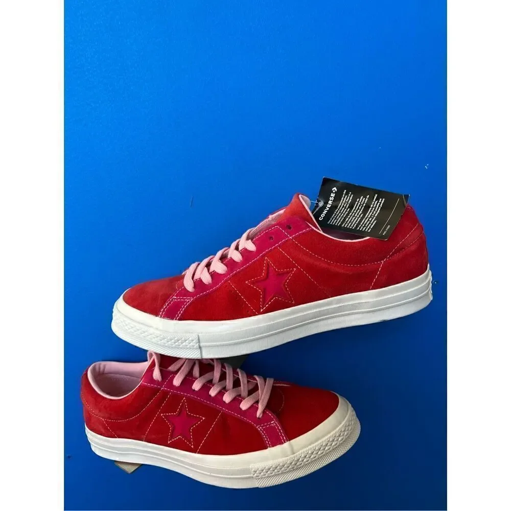 Converse Chuck One Star Ox Enamel Red Pink Pop Suede Women’s 12 and  Men 10  US - Picture 2 of 6